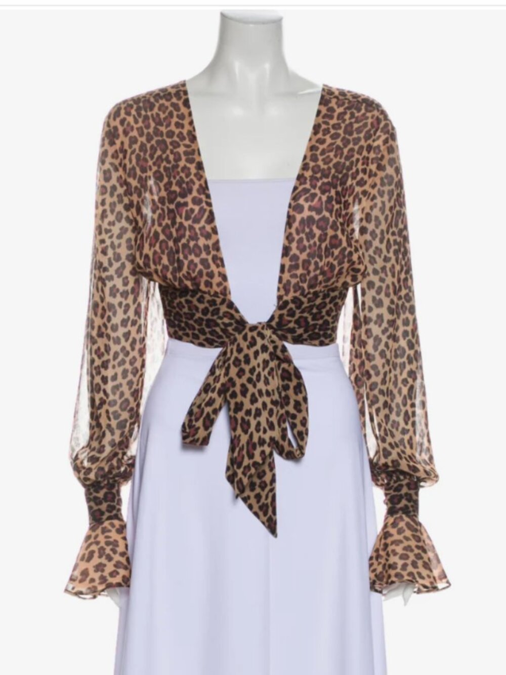 Jonathan Simkhai  Animal Print Plunge Neckline Crop Size S